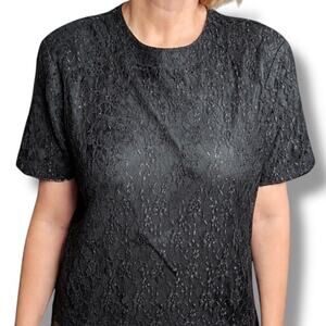 Vintage Bethany Black Floral Lace Blouse Womens Size Large Gothic Dark Romance